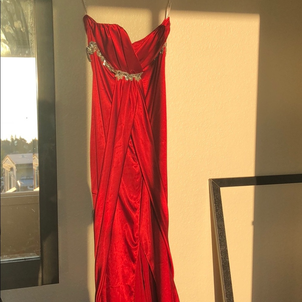 Red silk dress
